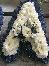 Scottish Style Funeral Flowers Tartan Ribboned Letter Funeral Flower Tribute Funeral Flower Arrangements Funeral Floral Funeral Flowers