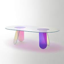 Shimmer Table Is Designed By Patricia Urquiola For Glas Italia In Laminated And Glued Glass Characterized By A Spec In 2020 Mirror Plates Side Table Design High Table