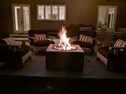 Feb 11, 2021 · this large, square fire pit and surrounding benches bring a modern, sleek look to this patio arrangement. Concrete Fire Bowls Fire Tables The Concrete Network