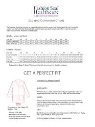 Fashion Seal Healthcare Labcoat Size Chart