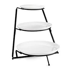 How big is a 3 tier serving stand? Sweese 738 101 3 Tiered Serving Stand Food Display Stand With Round Porcelain Plates White Serving Platters For Parties In Dubai Uae Whizz Tiered Trays Platters