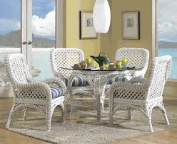 Wicker Dining Set In White Indoor Wicker Furniture Wicker Dining Set Wicker Dining Chairs