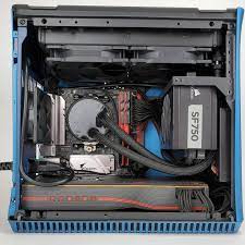small sleek build today fractaldesignna era itx colbolt blue celsius s24 corsair sf750 amd radeon rx 5700 xt aorus official b450 i pro wifi itx i