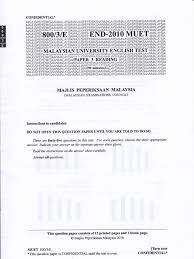 Part 1, part 2, part 3, part 4, and part 5. Malaysian University English Test Muet Paper 3 End Year 2010