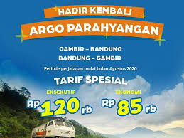 Jadwal Keberangkatan Dan Harga Tiket Kereta Api Argo Parahyangan Bulan Agustus 2020