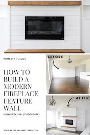 You can see the fireplace is just wood. Diy Shiplap Electric Fireplace With Built In Bookshelves Free And Unfettered