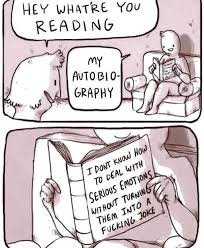 I Don T Know How To Deal With Serous Emotions Without Turning Them Into A Joke Autobiography Meme Funny Memes My Autobiography Funny