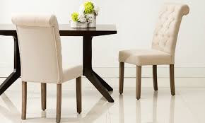 It features a cozy, slightly curved high back and equally comfy seat that is padded and upholstered in premium leatherette. Modern Roll Top Button Tufted Dining Chair Set 2 Piece Groupon