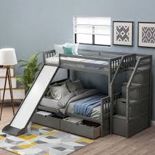 Double bunk beds for kids with slide. Twin Over Full Bunk Bed With Slide Ideas On Foter