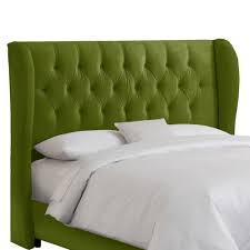 The ideal accompaniement to king size beds frames, there's no better way to complete a master bedroom than with a king size headboard. Skyline Furniture King Tufted Wingback Headboard In Velvet Apple Green The Home Depot Canada