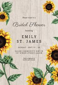 Sunflowers And Wood Bridal Shower Invitation Template Greetings Island Bridal Shower Invitations Free Bridal Shower Invitations Printable Sunflower Wedding Invitations