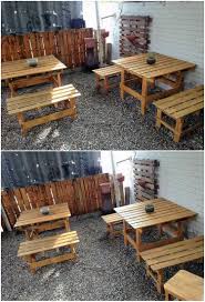 Utilizing The Wood Pallet In The Creation Of The Table Set For Your Home Use Has Always Come Out To Be Wood Pallet Tables Pallet Garden Furniture Wood Pallets