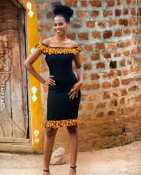 Beautiful African Black Dress With African Print Trimming African Fashion Women African Fashion Modern African Dress
