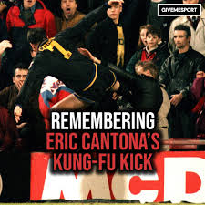 .he launches a flying kick at crystal palace fan matthew. Givemesport Remembering Eric Cantona S Kung Fu Kick Facebook