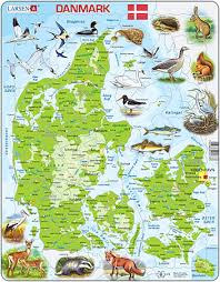 Ebay buch reiseführer dänemark mit karte top! Larsen Physische Karte Danemark Mit Tieren