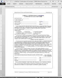 Cobra Continuation Of Coverage Request Template