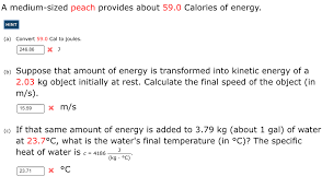 A peach that is 2 3/4 inches in diameter has approximately 68 calories and 17 grams of carbohydrates. A Medium Sized Peach Provides About 59 0 Calories Of Chegg Com