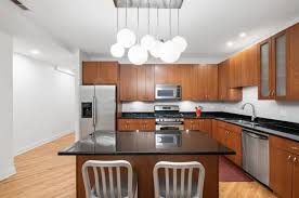 Modern Kitchen With Recessed Lighting Dark Wood Cabinets Stainless Steel Appliances Black Granite Countertops Bub Large Kitchen Island Pantry Decor Kitchen