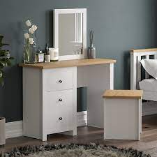 Bedroom furniture luxury classic white mdf wooden mirrored dresser makeup vanity dressing table with drawers. Arlington Dressing Table 3 Drawer Stool Mirror Bedroom Vanity Makeup Set White Eur 115 31 Picclick De
