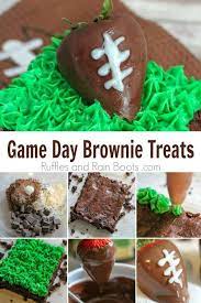 Game Day Brownies With Chocolate Covered Strawberry Football Recipe Chocolate Covered Strawberries Winter Baking Spring Baking