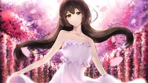Follow the vibe and change your wallpaper every day! Desktop Wallpaper Dance Cherry Blossom Pink Dress Anime Girl Hd Image Picture Background F99b00