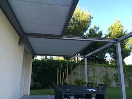 Pergola autoportante en aluminium blanc et toile épaisse coulissante, 13 m². Pergolas Alu Sur Mesure Et Bioclimatiques A Montpellier