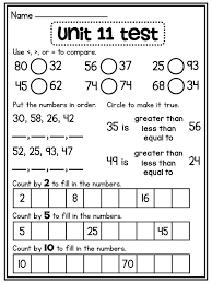 First Grade Math Unit 11 Comparing Numbers Skip Counting And Number Order First Grade Math 1st Grade Math Worksheets Kids Math Worksheets