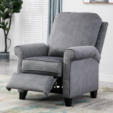Good Gracious Slate Gray Recliner Chair Modern Reclining Sofa With Roll Arm Pushback Manual Recliner Heavy Duty Blue G In 2020 Recliner Chair Grey Recliner Recliner