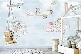This video i share all of my nursery inspirations as well as some paintings i did as well as his feature wall! Amazon Com Animal Pilot Nursery Wallpaper Airplane Boys Bedroom Kids Wall Mural Playroom Wall Poster Decal Removable Peel And Stick Handmade