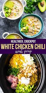 Crockpot White Chicken Chili Healthier Recipe Crockpot Dinner Healthy Crockpot Recipes Slow Cooker Chicken Chili