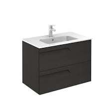 Store linens in style with linen cabinets. Royo Vitale Slimline 2 Drawer Wall Hung Vanity Unit Basin Grey Nature 810mm