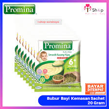 Siapkan promina bubur bayi pisang susu di dalam piring saji, campurkan green juice hangat sedikit. Promina Bubur Bayi Rasa Kacang Hijau Kemasan 20 Gram Bubur Bayi Grosir Isi 8 Sachet Kemasan Sachet Mpasi 6 Lazada Indonesia