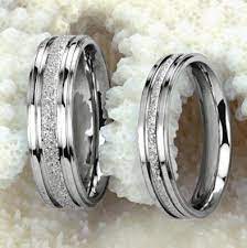 Amazon Com Pearl Sand Seel Ring Titanium Stainless Steel Couple Wedding Band Jewelry Wedding Ring Bands Platinum Wedding Rings Wedding Rings