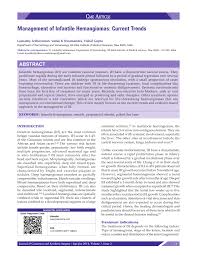 pdf management of infantile hemangiomas current trends