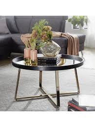 2er set mangoholz couchtische levi gold schwarz rund beistelltisch sofatisch. Finebuy Couchtisch O 78 Cm Gold Mit Glasplatte Wohnzimmertisch Schwarz Metall Gestell Grosser Beistelltisch Klingel
