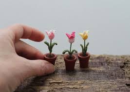 Mother S Day Gift Miniature Crochet Flowers Tulips Etsy Crochet Flowers Flowers Flower Pots