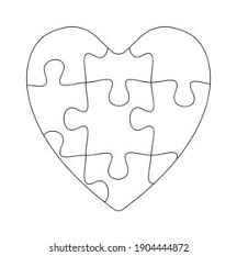 similar images stock photos vectors of pieces of jigsaw puzzle put together forming a big heart symbol of love red color outline design vector art image illustration isolated on white background