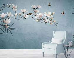 Classic Vintage Grey Floral Wallpapergrey Backgroud Ivory Etsy In 2020 Wall Wallpaper Tree Wall Decal Wall Murals