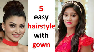 5 Quick Hairstyle With Gown Party Hairstyle Bun Hairstyle Hairstyle For Wedding Youtube