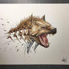 Slice Art By German Artist Jayn Animal Drawings Artwoonz Animal Drawings Hyena Graffiti Art