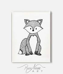 Black And White Cute Black And White Fox Clipart Black And White Cute Animal Wall Art Set Of 4 Minimal Art Etsy Animal Wall Art Prints Woodland Animal Wall Art Animal Wall Art