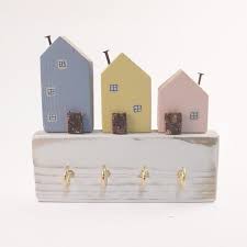 Pastel Wooden Houses Key Rack For Wall Key Holder Key Hook Key Rack Hooks Rack Hooks Wall Wooden Key Organiser Key Hook House Wooden Hooks Wall Key Holder House Keys Wooden