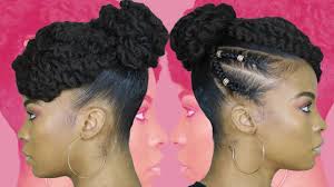 They are best suited for medium length hair and consist of different length strands that have clips that are sewn into their ends. Tamera Mowry Inspired Twisted Updo Using Marley Braiding Hair Natural Hair Youtube