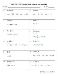 You can create printable tests and worksheets from these grade 11 inequalities questions! Absolute Value Equations And Inequalities Activity Free First Step Stop