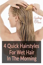 4 Quick Hairstyles For Wet Hair In The Morning Quick Hairstyles Hair Styles Wet Hair