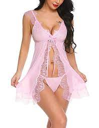 Amazon | 女性のエロ人形 セクシーな透明エロドレス女性ランジェリーレース誘惑サスペンダーナイトドレスセット-Pink_Xl | YLDCN |  ドラッグストア