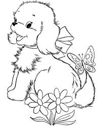 Puppy Plays With A Butterfly Coloring Page Dibujos En Tela Patrones De Bordado Dibujo De Ovejas