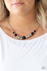 The Big Leaguer Black Paparazzi Necklace Black Necklace Matching Earrings Short Necklace