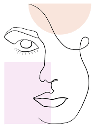 Abstract Portrait Lineart Drawing With Colorblock Ashley Chase Line Art Drawings Line Art Abstract Portrait