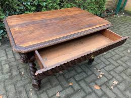 Antique english demilune table carved tiger oak barley twist foyer console table. Barley Twist Writing Desk Tables Inventory Glantiques